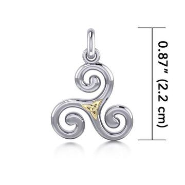 Celtic Triskele Silver & 18k gold accents Pendant MPD1815 - Jewelry
